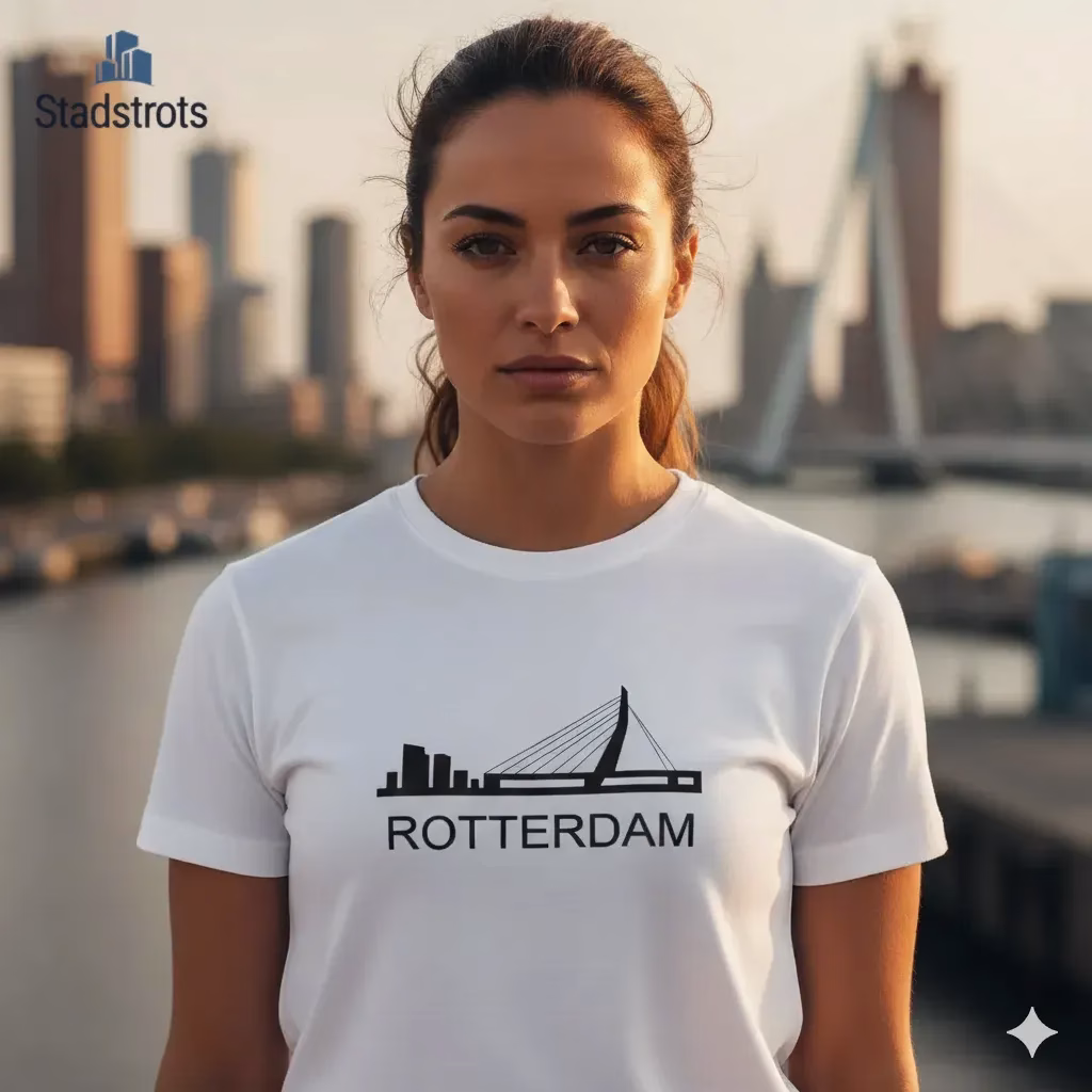 Rotterdam uniseks T-shirt met geprinte skyline